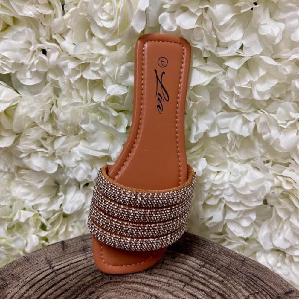 Brown Sandal with Silver and Brown Gem Detailing